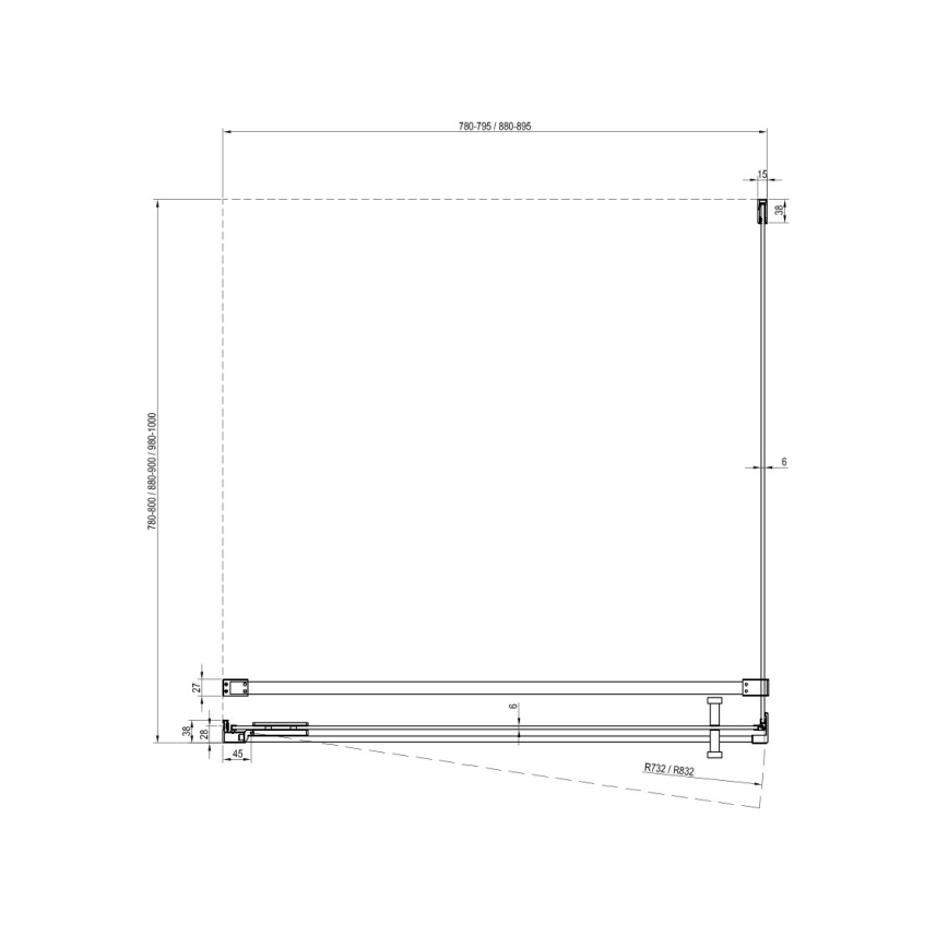 Ravak - Sprchový kút COOL 90x90 cm lesklý chróm
