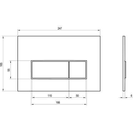 Ravak X01744 - Splachovacie tlačidlo UNI SLIM 24,7x16,5 cm čierne