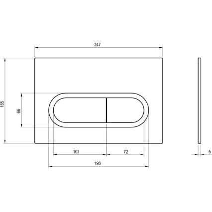 Ravak X01797 - Splachovacie tlačidlo 24,7x16,5 cm CHROME čierna