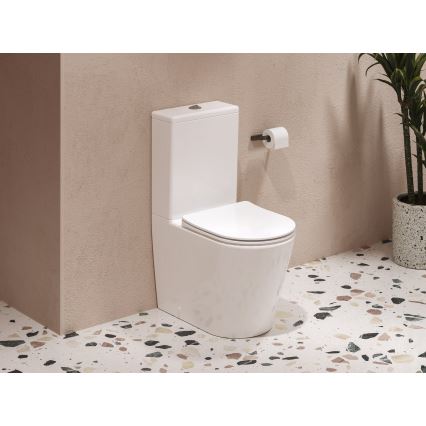 Ravak X01872 - WC kombi bez oplachového okraja so sedátkom SoftClose ELEGANT keramika/biela