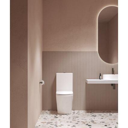 Ravak X01872 - WC kombi bez oplachového okraja so sedátkom SoftClose ELEGANT keramika/biela