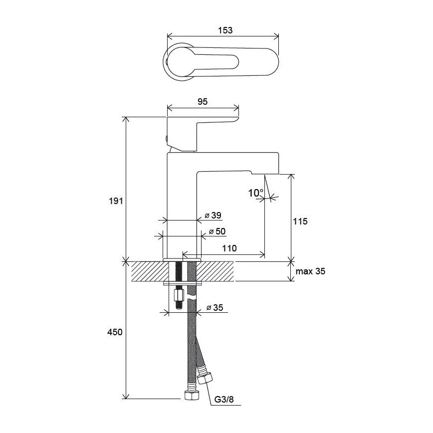 Ravak X070113 - Umývadlová batéria PURI 19,1 cm lesklý chróm