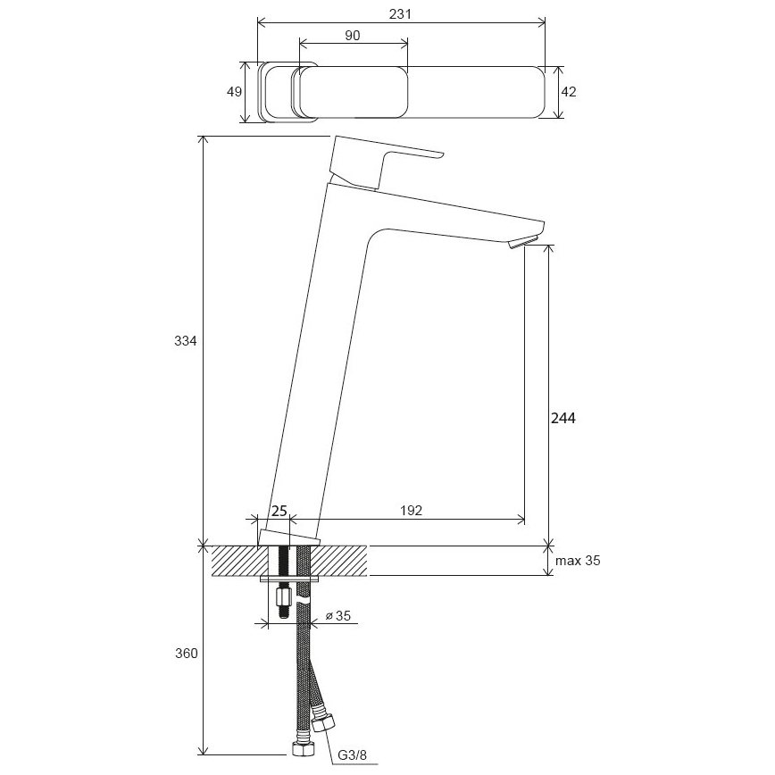 Ravak X070130 - Umývadlová batéria FREE 33,4 cm lesklý chróm