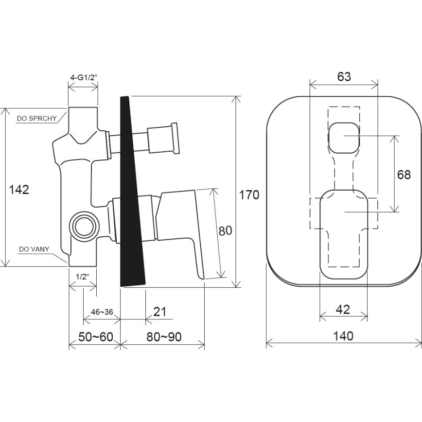 Ravak X070134 - Sprchová batéria pre podomietkovú inštaláciu FREE, lesklý chróm