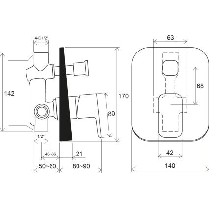 Ravak X070156 - Sprchová batéria pre podomietkovú inštaláciu FREE čierna