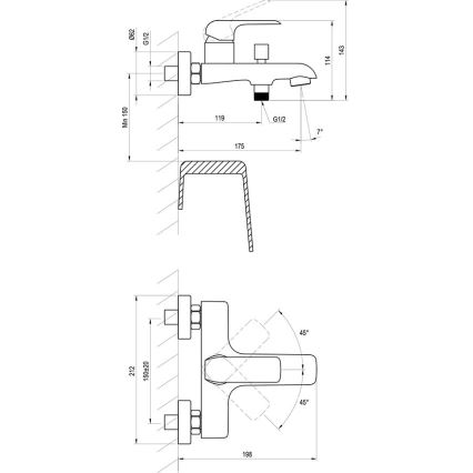 Ravak X070175 - Vaňová batéria FLAT matná čierna