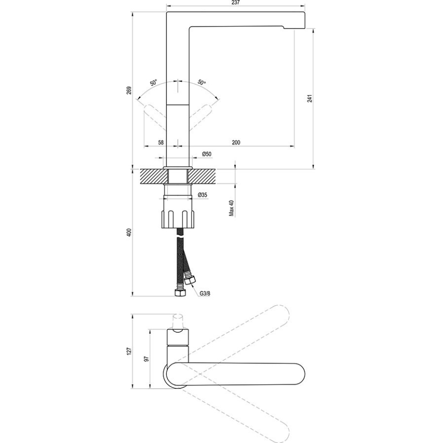 Ravak X070183 - Umývadlová batéria PURI 26,9 cm čierna