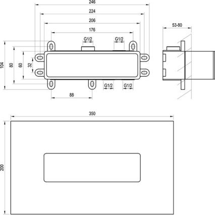 Ravak X070233 - Základné teleso pre podomietkové batérie R-BOX 10,4x24,6 cm