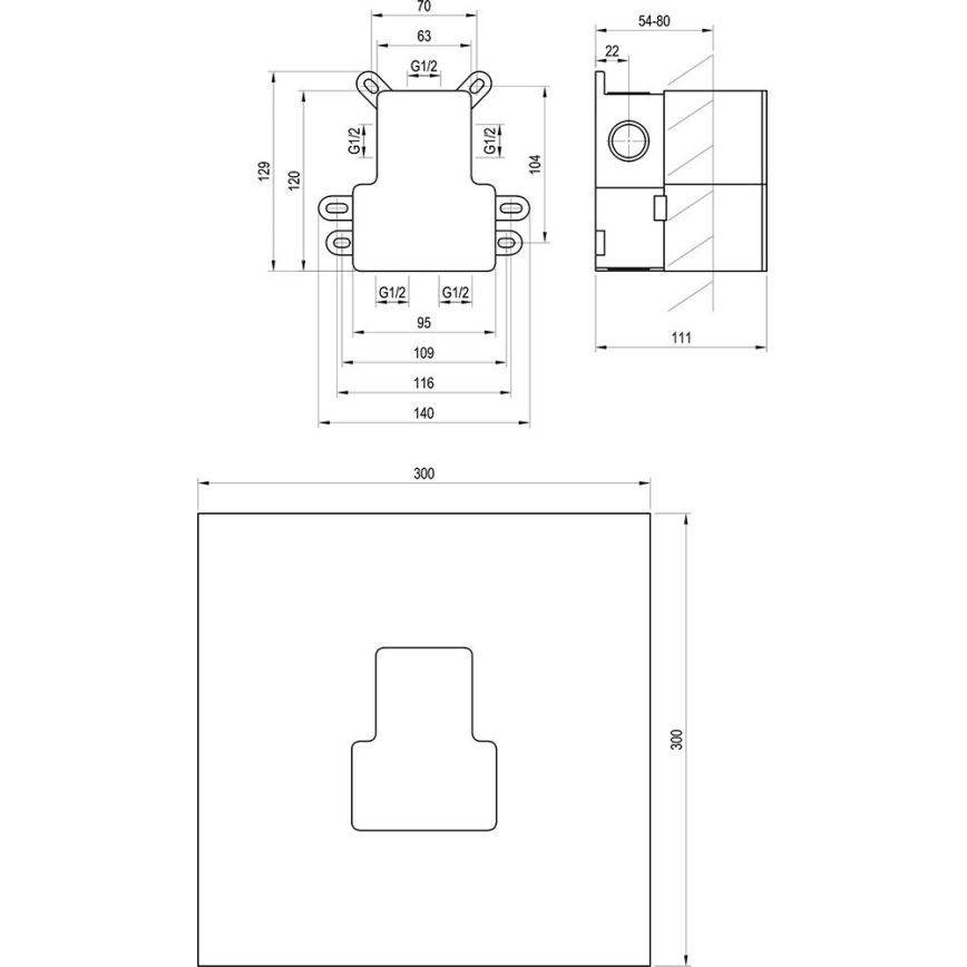 Ravak X070234 - Základné teleso pre podomietkové batérie R-BOX 12,9x14 cm