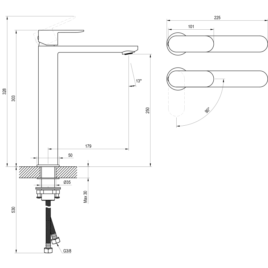 Ravak X070449 - Umývadlová batéria CHROME 30 cm lesklý chróm