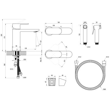 Ravak X070462 - Umývadlová batéria s bidetovou sprškou CHROME čierna