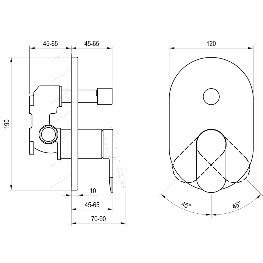 Ravak X070466 - podomietková sprchová batéria CHROME čierna