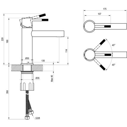 Ravak X070648 - Umývadlová batéria NOX 19 cm matná čierna