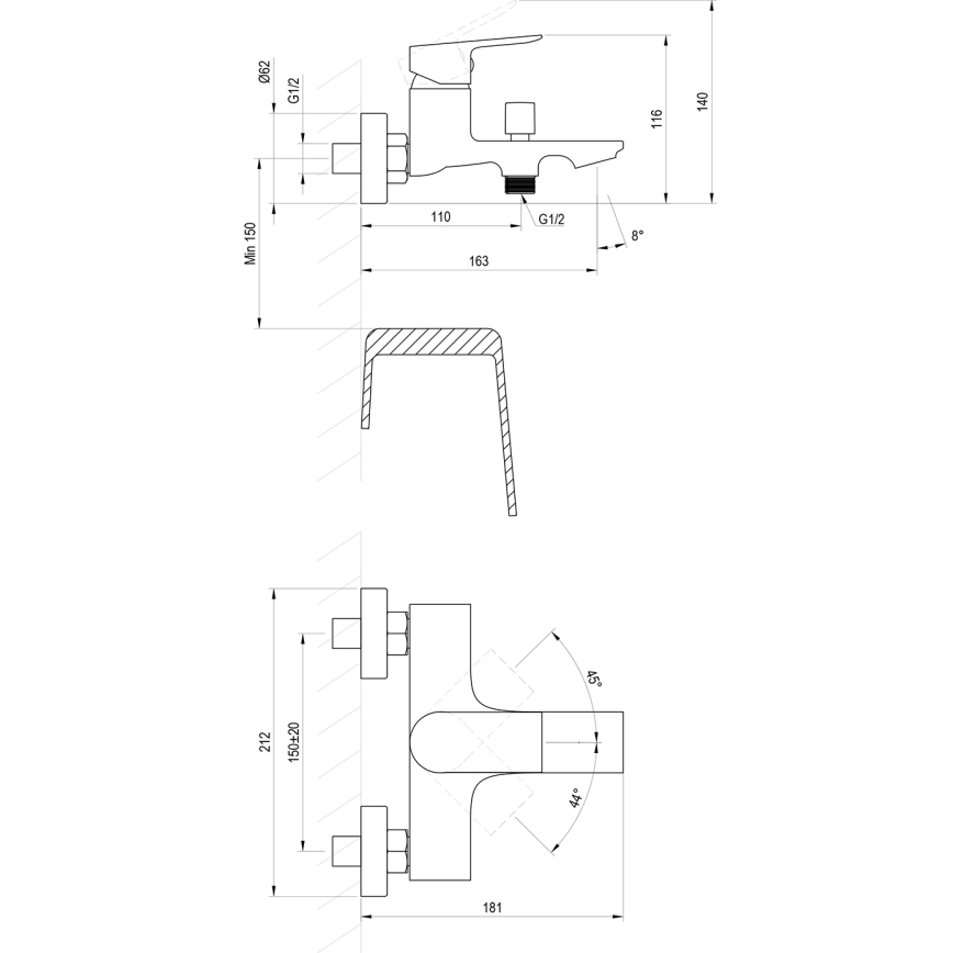 Ravak X070654 - Vaňová batéria PLAN kartáčovaný grafit