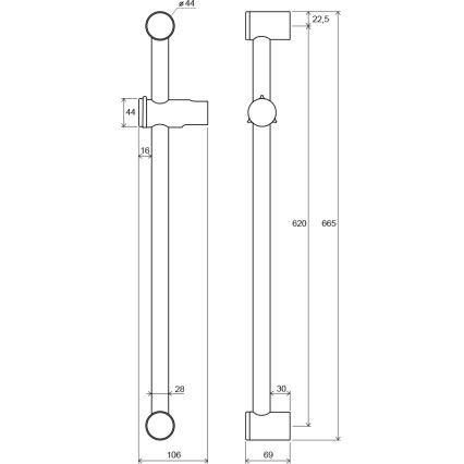 Ravak X07P012 - Sprchová tyč 66,5 cm lesklý chróm