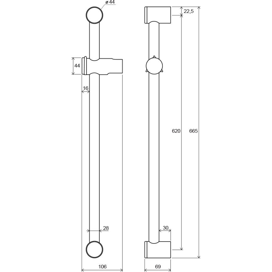 Ravak X07P012 - Sprchová tyč 66,5 cm lesklý chróm