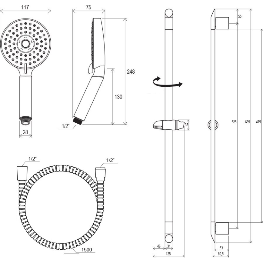 Ravak X07P177 - Sprchová súprava v lesklom chróme