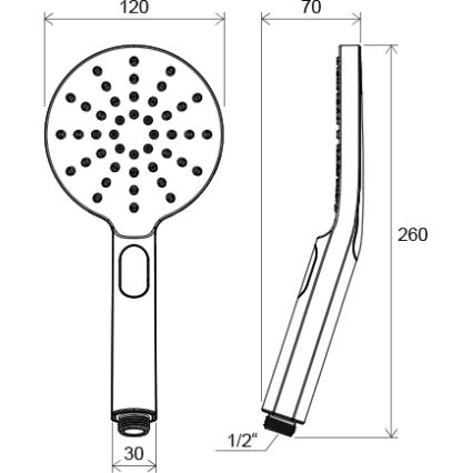 Ravak X07P233 - Ručná sprcha s tlačidlom FLAT lesklý chróm