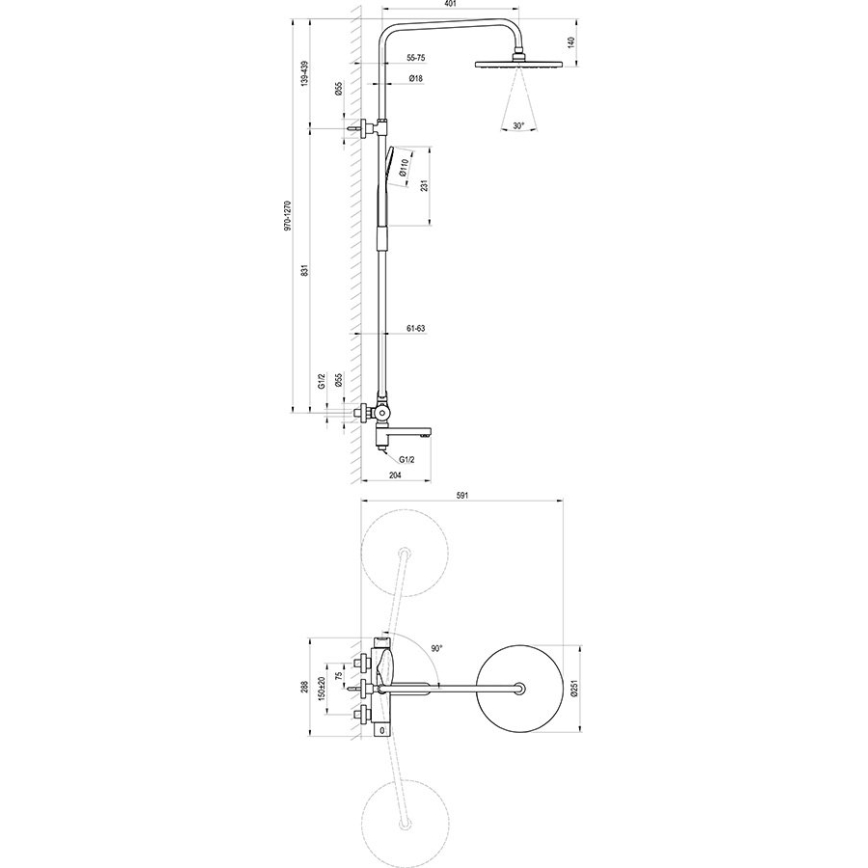 Ravak X07P642 - Sprchová súprava s batériou, lesklý chróm
