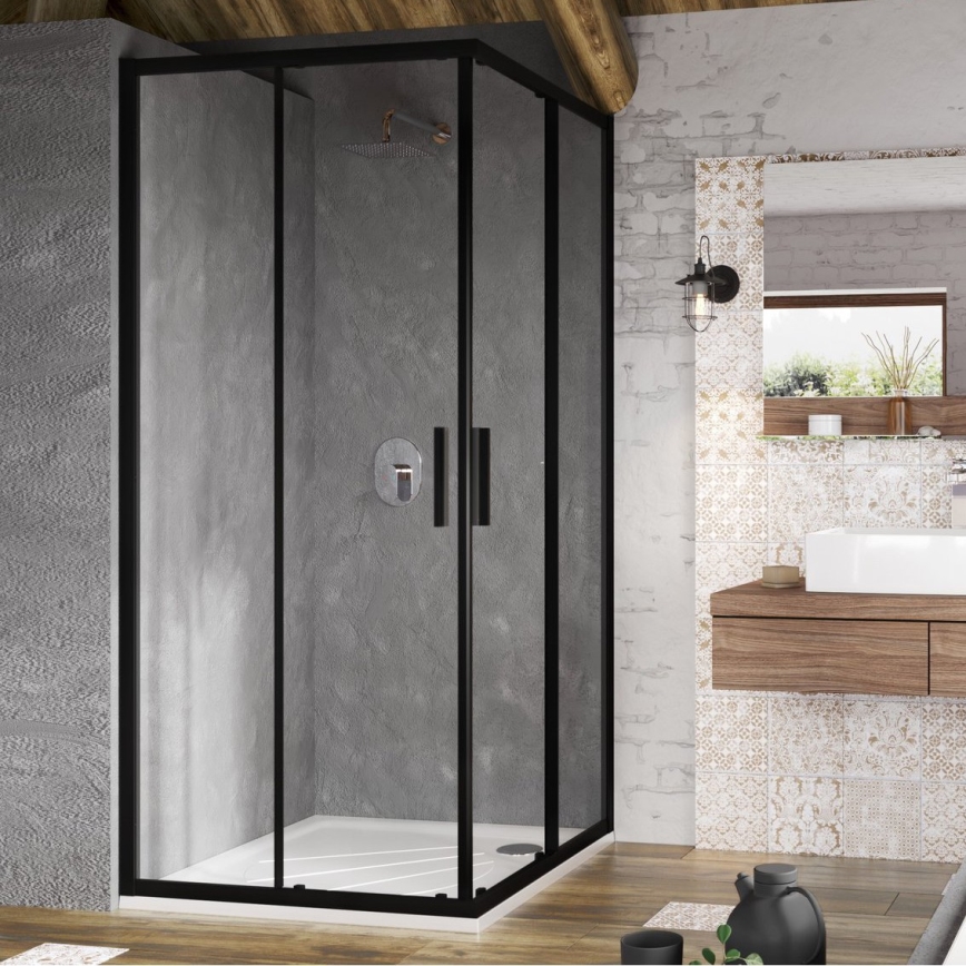 Ravak X1LM70300Z1 - Rohový štvordielny sprchový kút BLIX SLIM 90x90 cm čierny
