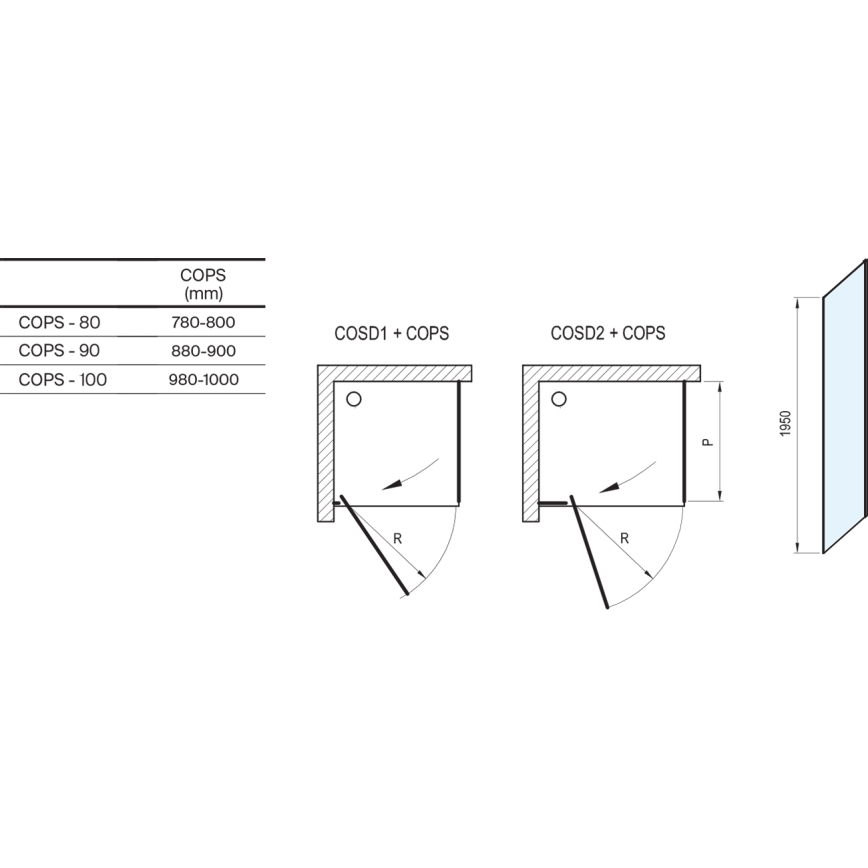 Ravak X9VV70A00Z1 - Pevná sprchová stena COOL 90x195 cm lesklý chróm
