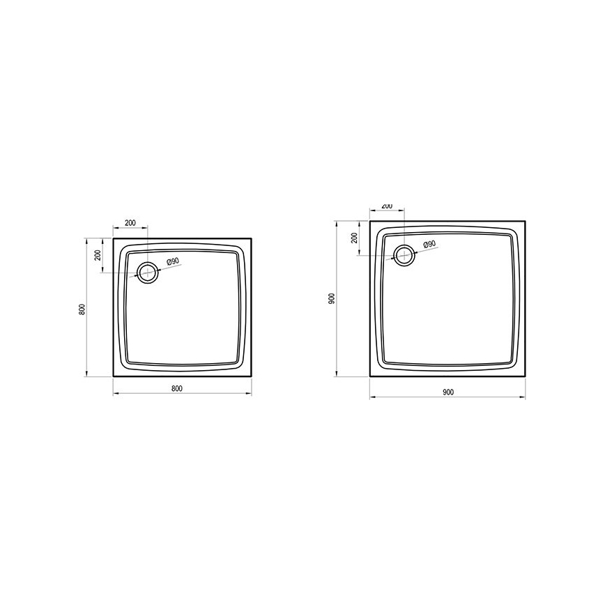 Ravak XA034411010 - Sprchová vanička štvorcová PERSEUS 80x80 cm biela