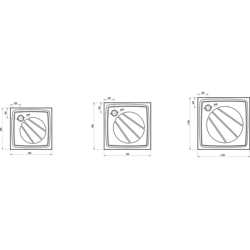 Ravak XA037701010 - Štvorcová sprchová vanička PERSEUS 90x90 cm biela