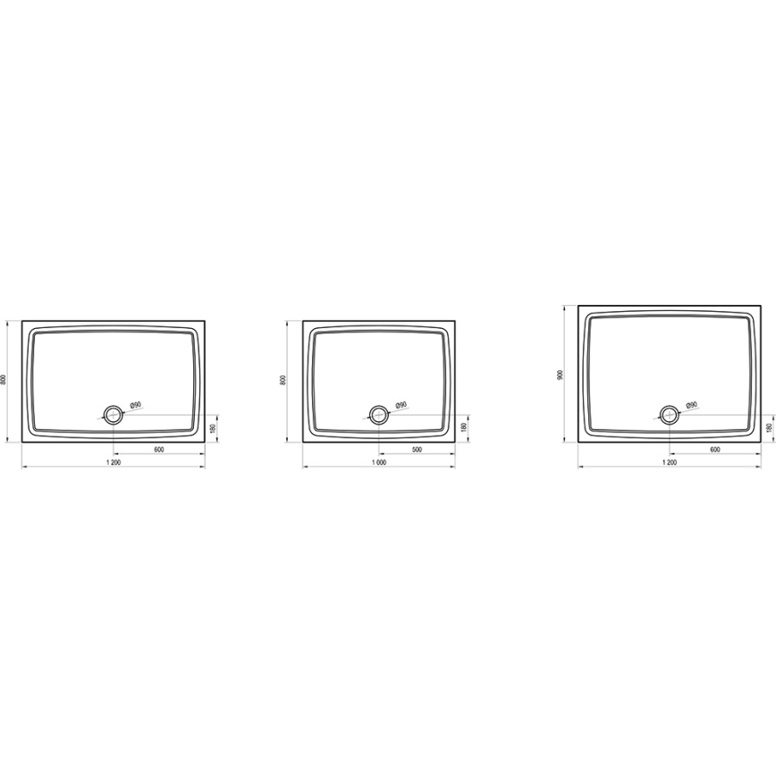 Ravak XA03G711010 - Obdĺžniková sprchová vanička GIGANT 90x120 cm biela