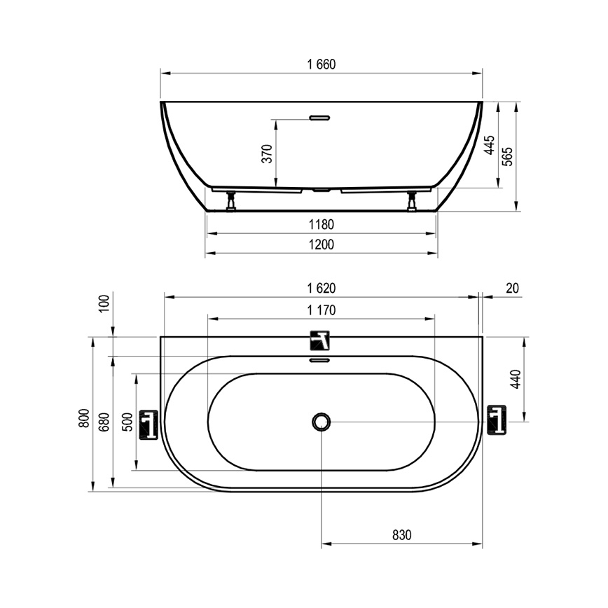 Ravak XC00100024 - Vaňa FREEDOM 166x80 cm akrylát/lesklá biela
