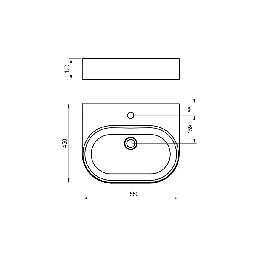 Ravak XJX01155004 - Umývadlo na dosku CERAMIC SLIM 55 × 45 cm keramika/biela