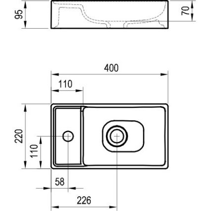 Ravak XJX01240000 - Umývadlo na dosku VEDA SLIM 40x22 cm keramika/biela