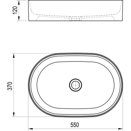 Ravak XJX0D155000 - Umývadlo na dosku CERAMIC SLIM 55x37 cm keramika/čierna