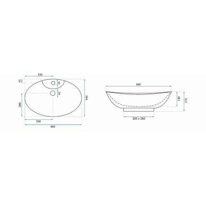 REA-00692 - Umývadlo na dosku ROSA 44x66 cm keramika/lesklá biela