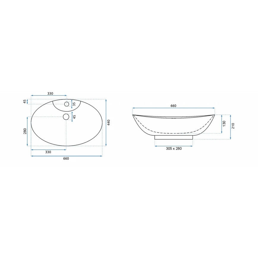 REA-00692 - Umývadlo na dosku ROSA 44x66 cm keramika/lesklá biela