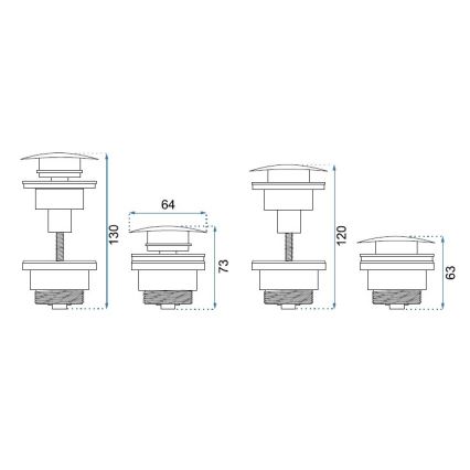 REA-A5218 - Výpusť do umývadla CLICK-CLACK, priemer 6,4 cm, čierna