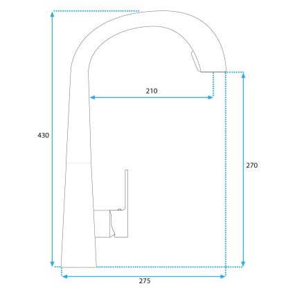 REA-B5313 - Drezová batéria s vysúvacou sprškou ROSS 43 cm čierna