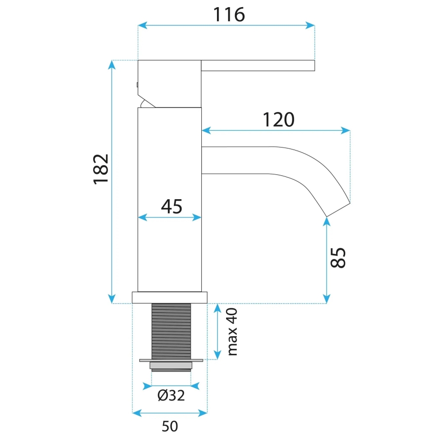 REA-B5504 - Umyvadlová batéria ONTARIO 17,5 cm čierna