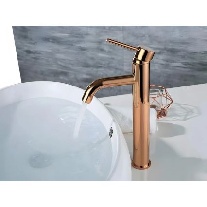REA-B6321 - Umývadlová batéria LUNGO 28 cm ružovo-zlatá