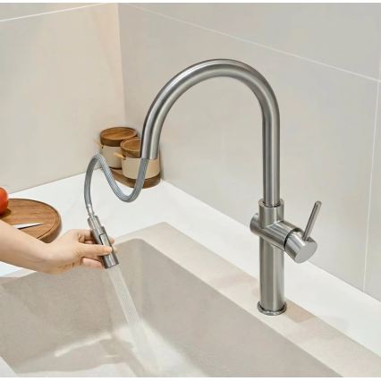 REA-B6330 - Drezová batéria FRESH s vysúvacou sprchou 45 cm, niklová