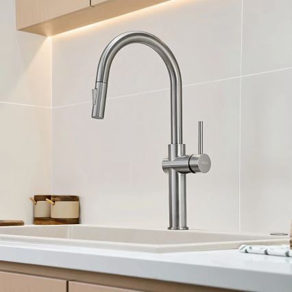 REA-B6330 - Drezová batéria FRESH s vysúvacou sprchou 45 cm, niklová