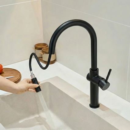 REA-B7200 - Drezová batéria s vysúvacou sprškou FRESH 45 cm čierna