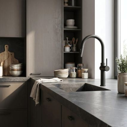 REA-B7200 - Drezová batéria s vysúvacou sprškou FRESH 45 cm čierna