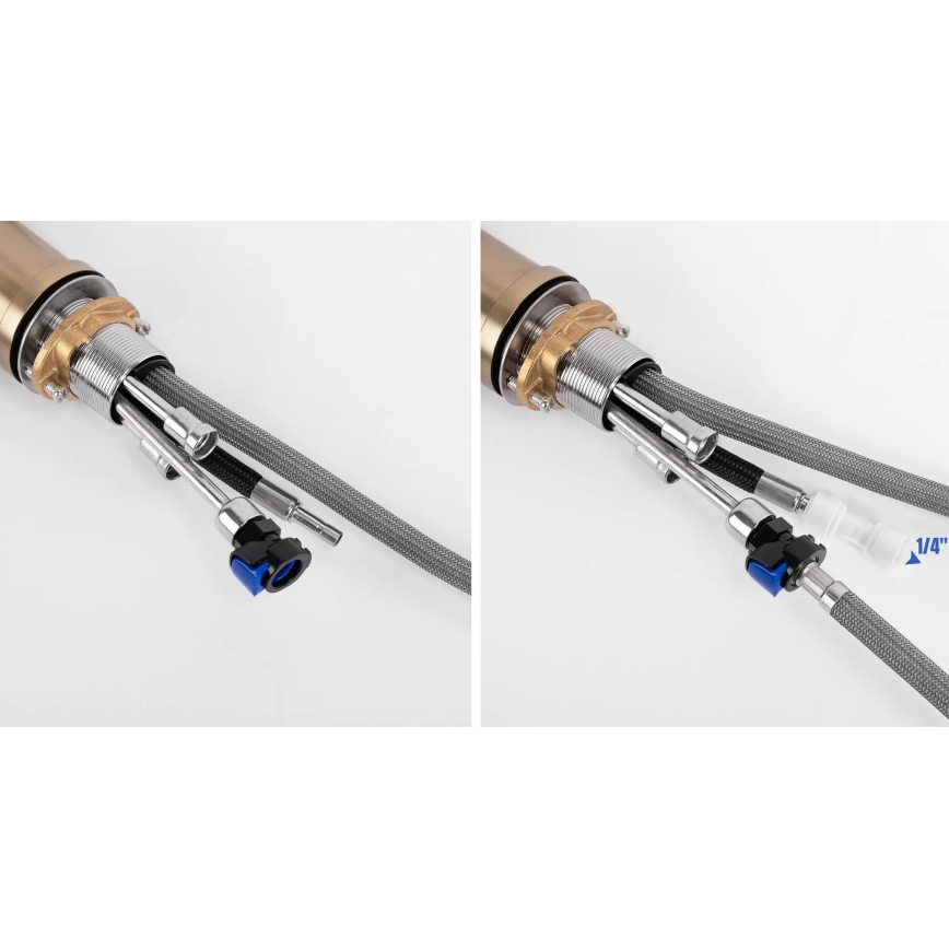 REA-B8989 - Drezová batéria s vysúvacou sprškou a filtráciou ECO FRESH 37,5 cm zlatá