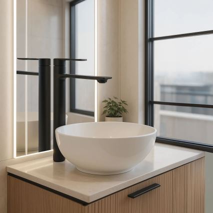 REA-B9988 - Umývadlová batéria STORM 29,5 cm matná čierna