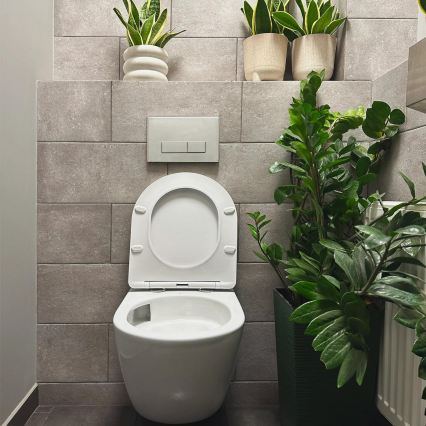 REA-C1259 - Závesné WC s WC sedátkom CARLO MINI TORNADO RIMLESS keramika/lesklá biela