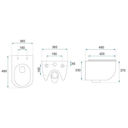 REA-C1259 - Závesné WC s WC sedátkom CARLO MINI TORNADO RIMLESS keramika/lesklá biela