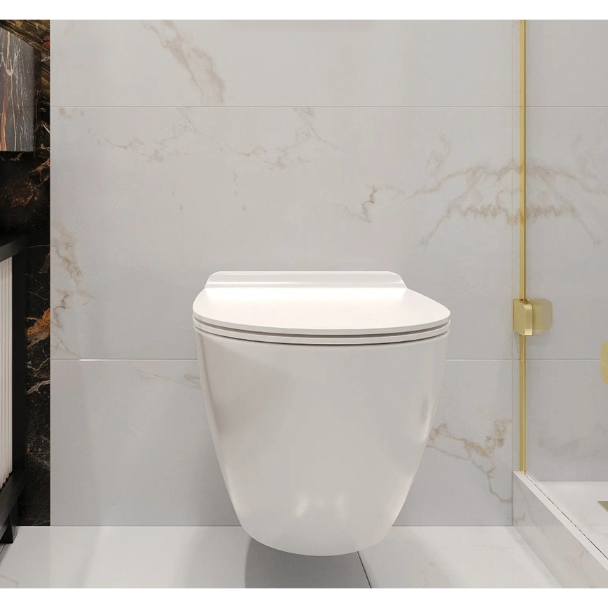 REA-C1400 - Závesné WC s toaletným sedátkom CARTER RIMLESS keramika/biela