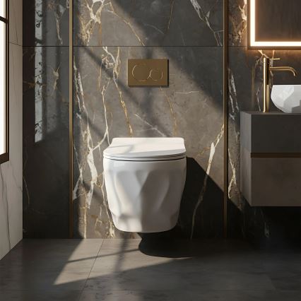 REA-C1652 - Závesné WC s toaletným sedadlom GUSTAVO RIMLESS keramika/biela