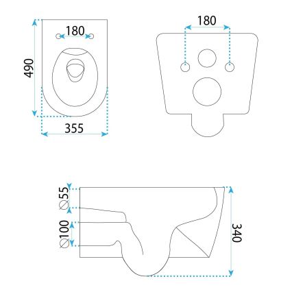 REA-C1652 - Závesné WC s toaletným sedadlom GUSTAVO RIMLESS keramika/biela
