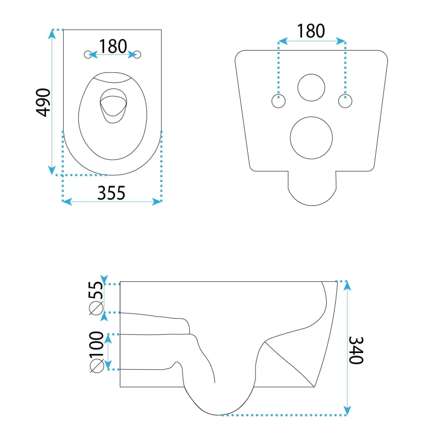 REA-C1652 - Závesné WC s toaletným sedadlom GUSTAVO RIMLESS keramika/biela
